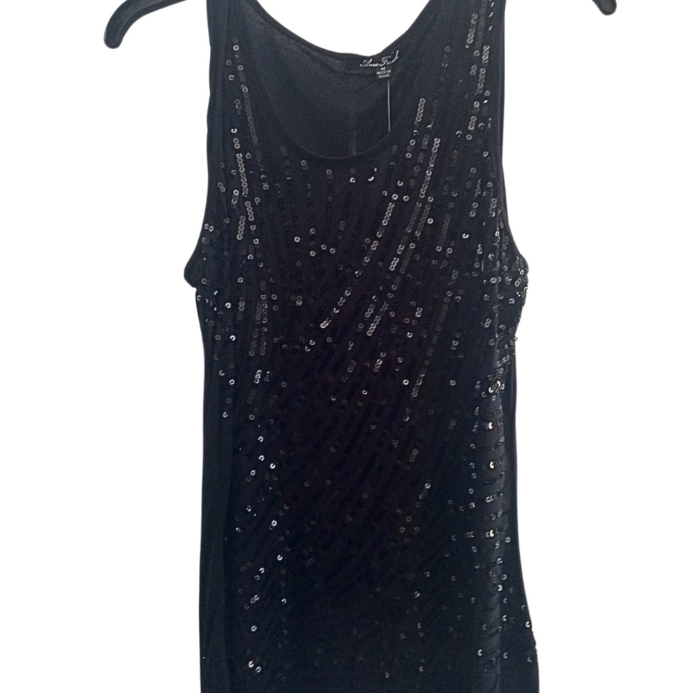 Black sequins sparkle tank top